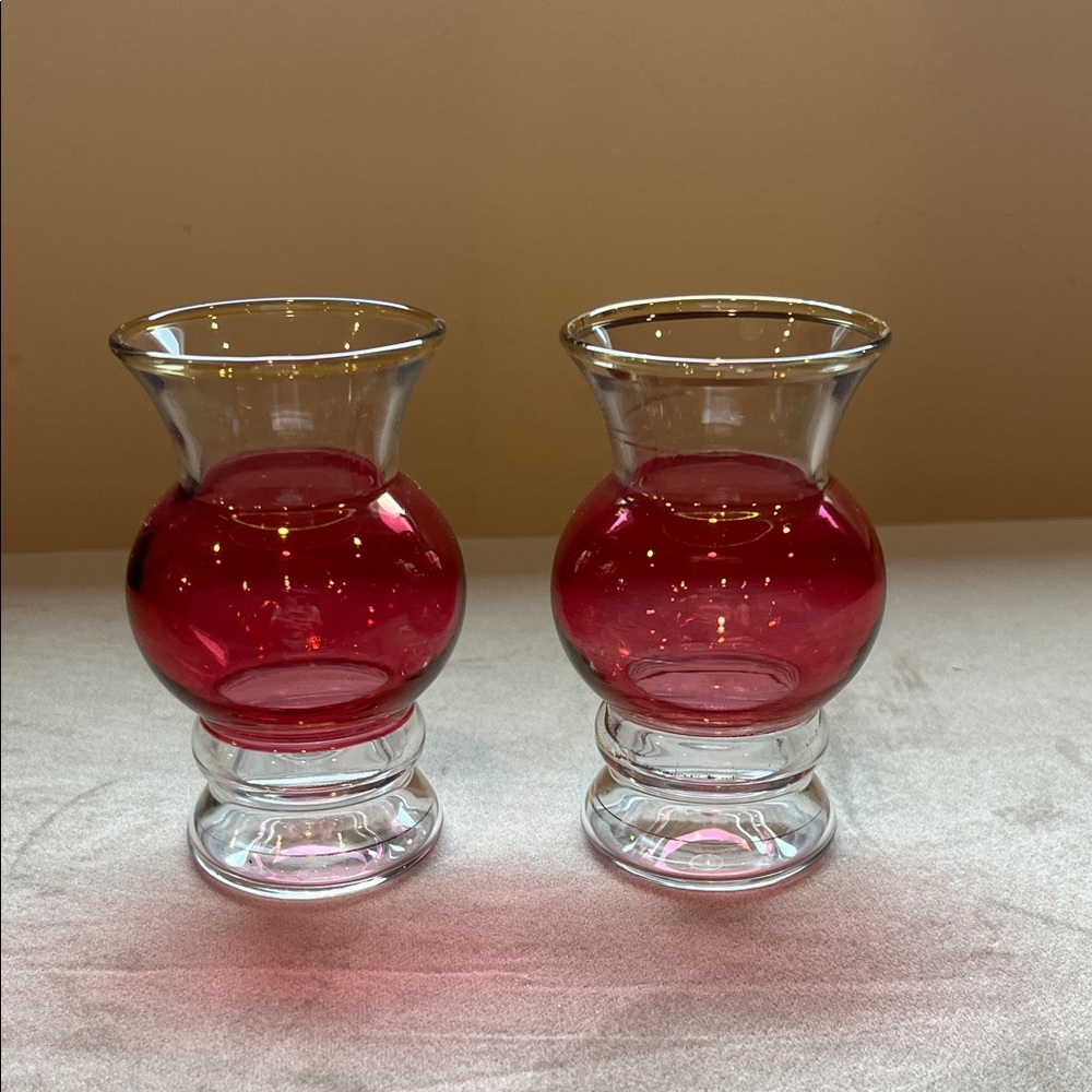 VINTAGE Bartlett Collins Bud Vases,Elegant Ruby Duo